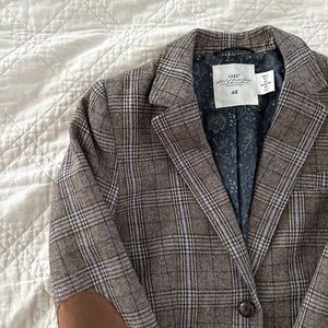 Brown Plaid Wool Blazer